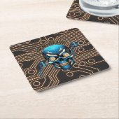 Fantasy Design | Crypto Btc | Motivation | Blue スクエアペーパーコースター (アングル)