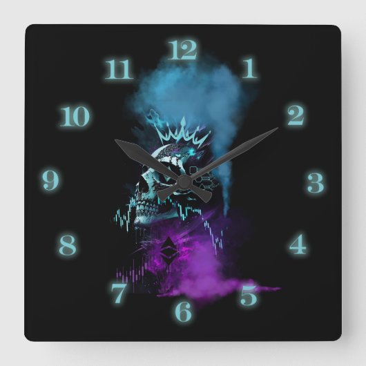 Fantasy Design | Cryptocurrency | Ethereum スクエア壁時計 (正面)