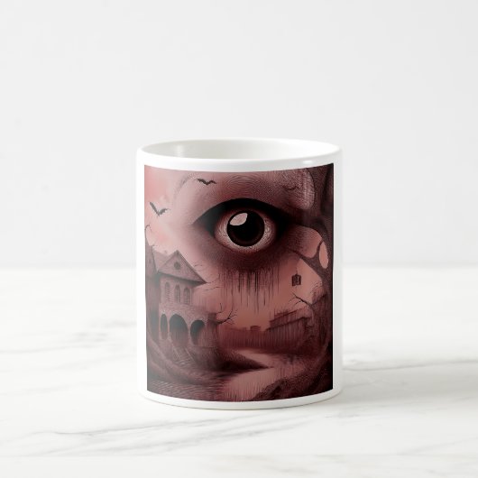 Fantasy: Dilapidated House With Giant Eyeball  コーヒーマグカップ (中央)