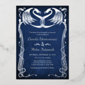 Fantasy Dragon Blue Wedding 箔招待状 (正面)