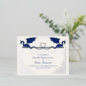 Fantasy Dragon Blue Wedding Save the Date Card 箔シーズンポストカード (立ち正面)