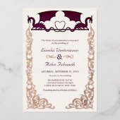 Fantasy Dragon Burgundy Wedding 箔招待状 (正面)