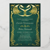 Fantasy Dragon Green Wedding 箔招待状 (正面)