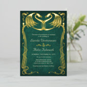 Fantasy Dragon Green Wedding 箔招待状 (立ち正面)