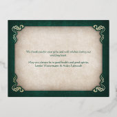 Fantasy Dragon Green Wedding Thank You Card 箔シーズンポストカード (裏面)