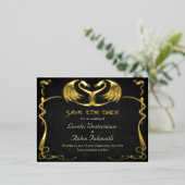 Fantasy Dragon Wedding Save the Date Card 箔シーズンポストカード (立ち正面)