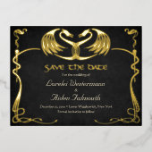 Fantasy Dragon Wedding Save the Date Card 箔シーズンポストカード (正面)