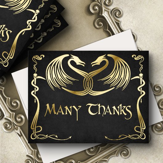 Fantasy Dragon Wedding Thank You Card 箔シーズンポストカード