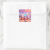 Fantasy Dream Beach With Beautiful Pink Starfish  スクエアシール (バッグ)