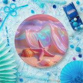Fantasy Dream Beach With Beautiful Pink Starfish  ペーパープレート (パーティー)