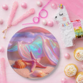Fantasy Dream Beach With Beautiful Pink Starfish  ペーパープレート (パーティー)