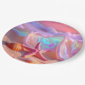 Fantasy Dream Beach With Beautiful Pink Starfish  ペーパープレート (アングル)