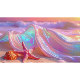 Fantasy Dream Beach With Beautiful Pink Starfish  ペーパープレート