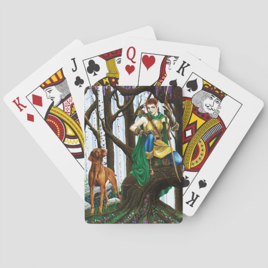 Fantasy Elf Archer Vizsla Dog Enchanted Forest トランプ (裏面)