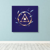 Fantasy Emblem with Floating Blades – Magical Ener キャンバスプリント (インサイチュ (ウッドフロア))