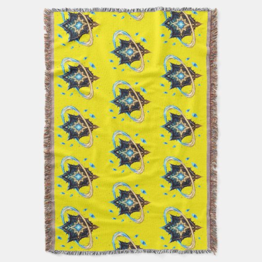 Fantasy Emblem with Floating Blades – Magical Ener スローブランケット (正面縦)