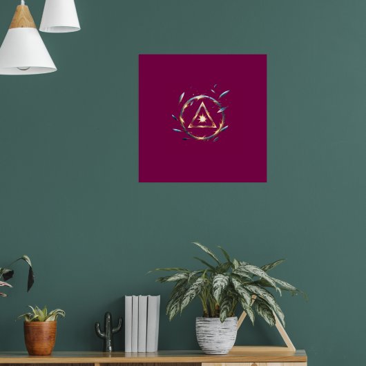 Fantasy Emblem with Floating Blades – Magical Ener ポスター (リビング1)