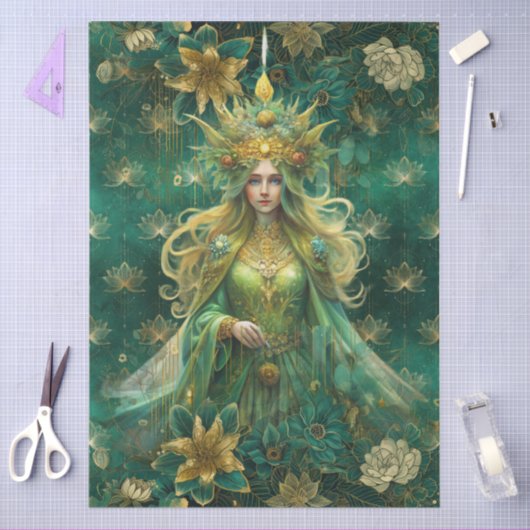 Fantasy Emerald Forest Queen Decoupage 薄葉紙 (クラフト)