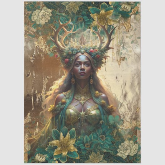 Fantasy Emerald Forest Queen Decoupage 薄葉紙 (正面)
