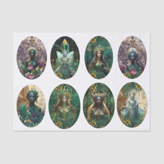 Fantasy Emerald Queens of the Forest Decoupage 薄葉紙 (正面)