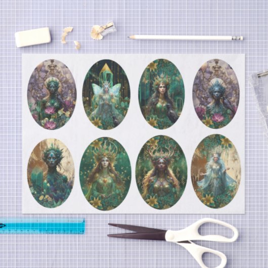 Fantasy Emerald Queens of the Forest Decoupage 薄葉紙 (クラフト)