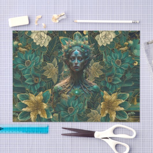 Fantasy Emerald Queens of the Forest Decoupage 薄葉紙 (クラフト)