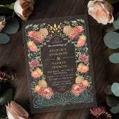 Fantasy Enchanted Pink Purple Floral Wedding アクリル招待状