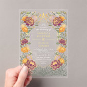 Fantasy Enchanted Purple Orange Floral Wedding アクリル招待状 (インサイチュ (ポータブル))