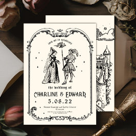 Fantasy Engraving Art Medieval Wedding 招待状