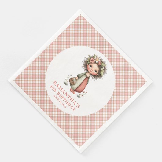 Fantasy Fairy Blush Pink 1st Birthday Party Napkin (コーナー)