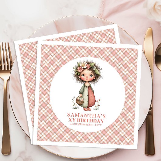Fantasy Fairy Blush Pink 1st Birthday Party Napkin