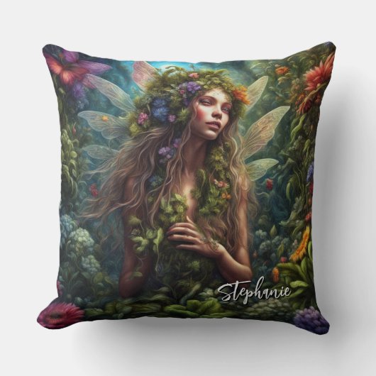 Fantasy Fairy In The Garden クッション (正面)