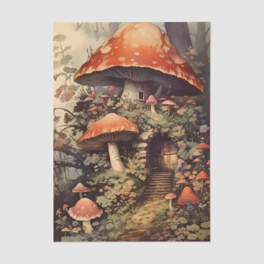 Fantasy Fairy Mushroom Home in the Forest 薄葉紙 (正面)