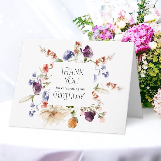 Fantasy Floral Elegant Birthday Thank You Card サンキューカード