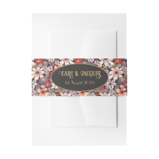 Fantasy Flowers - Wedding belly band 招待状ベリーバンド (正面例)