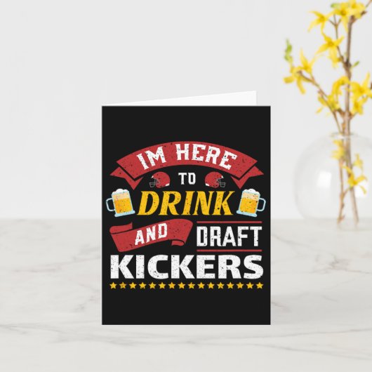 Fantasy Football Party Drink Draft Kickers Funny S カード (黄色い花)