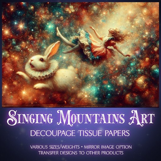 Fantasy Freefall White Rabbit and Alice Decoupage 薄葉紙