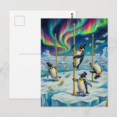 Fantasy Funny Dancing Penguins North Pole ポストカード (正面/裏面)