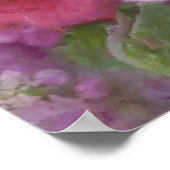 Fantasy Garden With Flowers And Pink Waterfall ポスター (角)