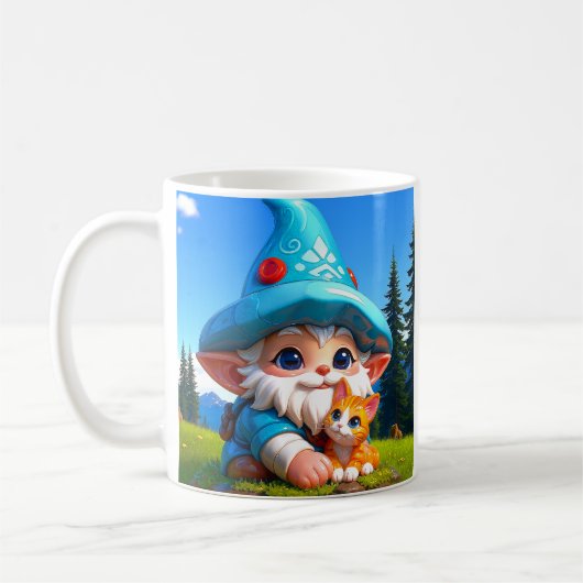 Fantasy Gnome Cat  コーヒーマグカップ (左)