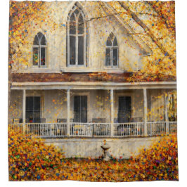 Fantasy Gothic-Revival Carpenter House  シャワーカーテン