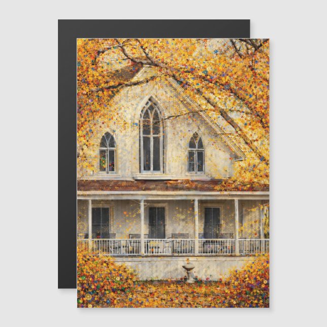 Fantasy Gothic-Revival Carpenter House Magnet Card (正面/裏面)