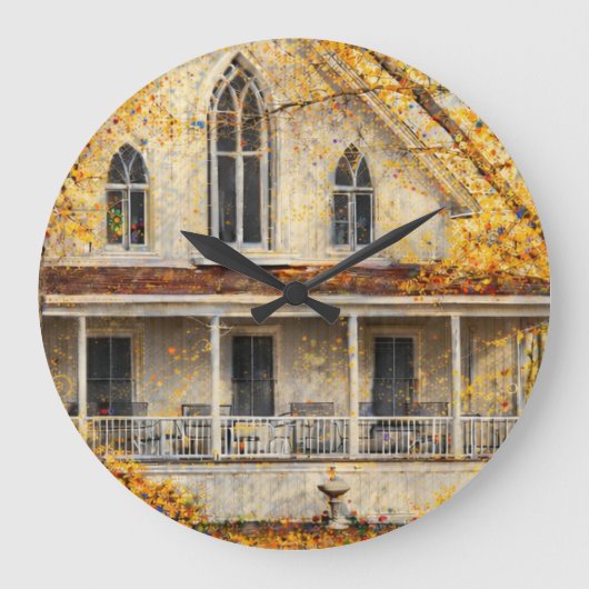 Fantasy Gothic-Revival Carpenter House Wall Clock ラージ壁時計 (正面)