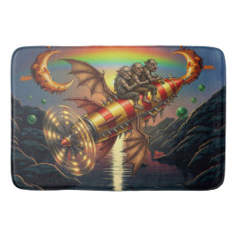 Fantasy Image 3 Trolls On A Retro Rocket バスマット