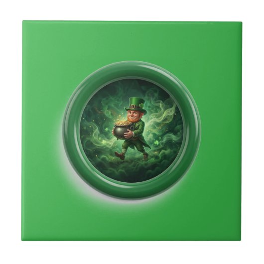 Fantasy Image Leprechaun Carrying Pot Of Gold タイル (正面)