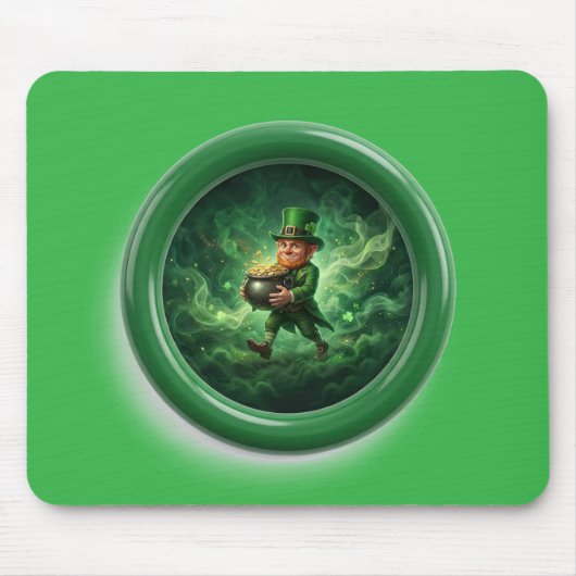 Fantasy Image Leprechaun Carrying Pot Of Gold マウスパッド (正面)