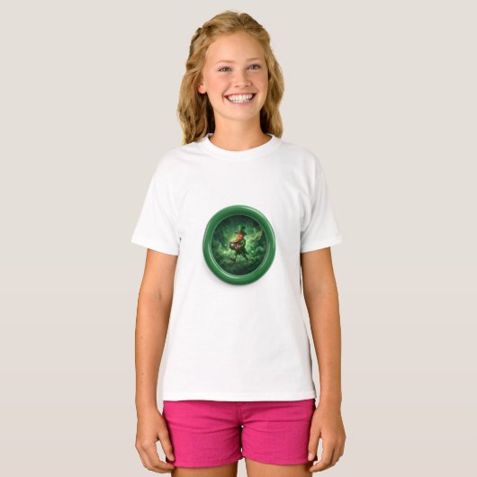Fantasy Image Leprechaun Carrying Pot Of Gold Tシャツ (正面フル)