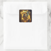 Fantasy Image Neon Yellow English Bulldog スクエアシール (バッグ)