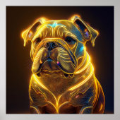 Fantasy Image Neon Yellow English Bulldog ポスター (正面)