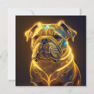 Fantasy Image Neon Yellow English Bulldog 招待状
